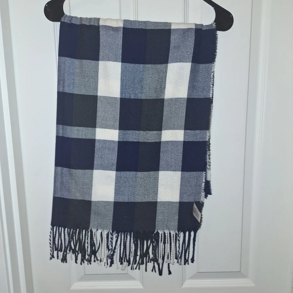 Plush Apparel Blue White Checkered Scarf
